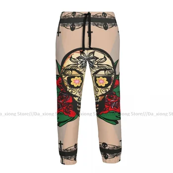 Ежедневни панталони за джогър Мексикански романтичен захарен череп с роза Мистични мъже Фитнес зали Панталони Панталони на открито Панталони Мъжки панталони