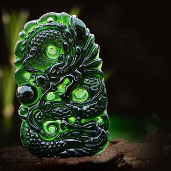 естествен китайски черно мастило нефрит ръчно издълбани зодиак дракон висулка мода бутик бижута мъже и жени огърлица популярен подарък