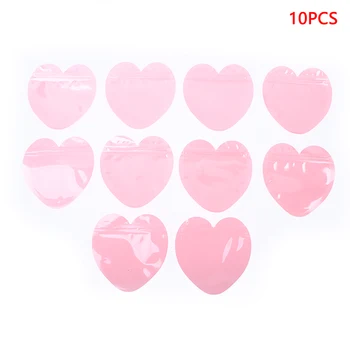 10Pcs Ziplock чанта прозрачно сърце пластмасови уплътнителни торбички за бижута дисплей огърлица обеци гривна опаковка
