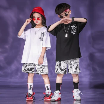 2022 Детски джаз танцови костюми Детско хип-хоп облекло Сценични екипи Костюми за изпълнение на хип-хоп Облекло за улични танци SL2885