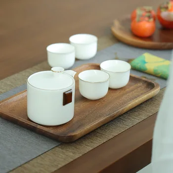 Изсъхнал Орехова тава Японска дървена тава за чай Правоъгълна дървена тава Тава за хранене Тава за дим сума Тава за чай Тава от масивна дървесина