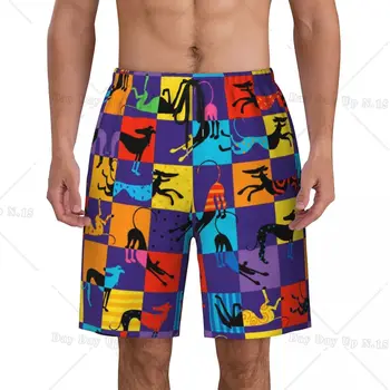 Custom Board Shorts Mens Quick Dry Beachwear Boardshorts Greyhound Whippet Sighthound Dog Swimming Trunks Бански костюми