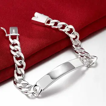 Noble classic 10MM геометрия верига мода 925 стерлинги сребърни гривни за мъже жени Сватбено тържество Коледни подаръци фини бижута