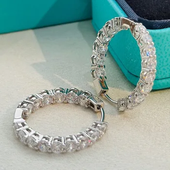 високо качество 925 стерлинги сребро един ред пълен циркон ухото шипове обеци за жени луксозни фини бижута