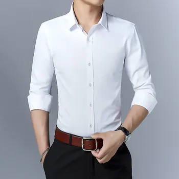 MRMT 2023 Чисто нова мъжка риза с дълъг ръкав Мъжка тънка мъжка риза Корейска младежка плътна цветна риза Мъжкардиган Мъжко облекло