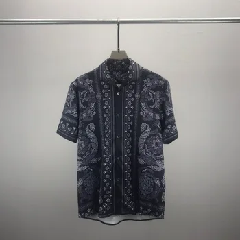 Модна риза за луксозен печат Мъжко облекло Къс ръкав Топ мъже Японски стил Ежедневни ризи & блузи ropa camisas y blusas