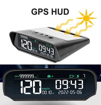 S100 Solar Car Head-Up дисплей Auto GPS HUD цифров часовник скоростомер Аларма за превишена скорост Умора Предупреждение за шофиране Дисплей за пробег