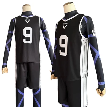 Blue Lock аниме косплей костюм перука Mikage Reo Nagi Черно Джърси Футбол Футбол Спорт Обучение Униформа Rose Net Sythetic