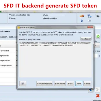 SFD токен офлайн изчисление SFD код Процедура за отключване на SFD токен Ръководство за диагностична защита на превозното средство Активиране на SFD