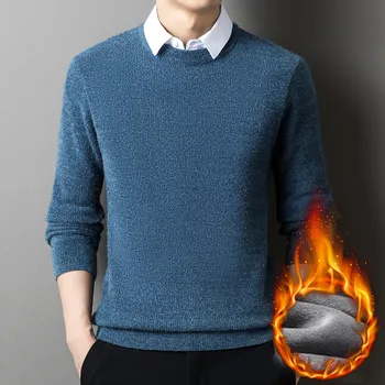 Plus кадифе шенилна имитация норка кадифе плътен цвят две фалшиви парчета мъжки дрехи пуловер пуловер пуловер база запази топло яке