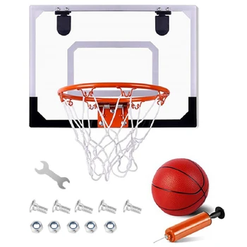 Мини обръч интериор мини баскетболен комплект, висящ на вратата, с топка и помпа, спортен комплект