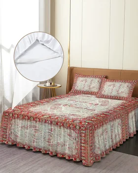 Реколта цвете индийски Бохемия легло пола еластични монтирани покривка за легло с калъфки за възглавници матрак покритие легла комплект легло лист
