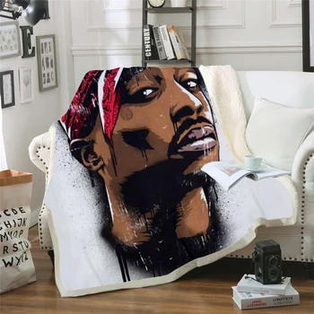 2pac Tupac руно одеяло плюшени 3d отпечатани за възрастни диван шерпа руно покривка обвивка хвърлят одеяло стил-4