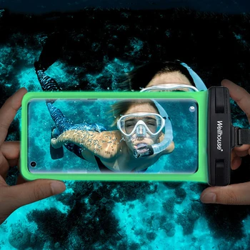 3D Универсална светеща водоустойчива чанта Плуване Плаващо гмуркане 7-инчов калъф за телефон TPU Двойна свирка Торбичка за водни спортове