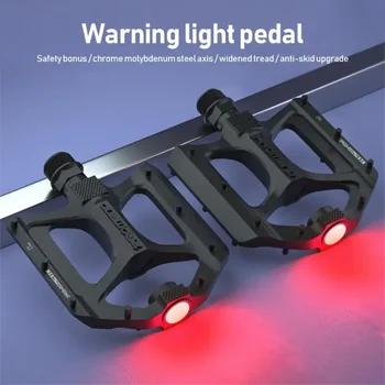  педали за планински велосипеди със светлини платформа велосипед плоска сплав неплъзгащи се алуминиеви аксесоари