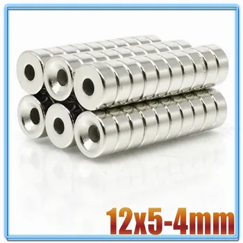 5 ~ 500pcs 12x5-4 mm мощни магнити 12 * 5 mm дупка 4 mm Stong постоянен кръгъл зенак неодимов магнитен магнитен диск 12 * 5-4 mm