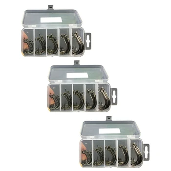 153Pcs риболовни куки Червей от високовъглеродна стомана Senko Bait Jig Fish Hooks с пластмасова кутия