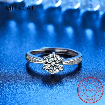 0.8CT D цвят VVS1 EX Moissanite пръстен за жени годеж сватба 925 стерлинги сребро циркон пръстен фини бижута MSR004