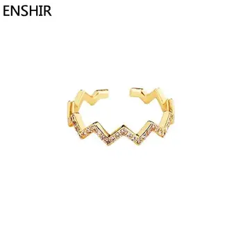 ENSHIR циркон вълна регулируем пръстен за жени проста мода деликатен подарък парти бижута подарък bisuteria mujeres