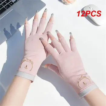 12PCS Ръкавици Памук Избор на материал Професионална бариера Детайли за процеса Непрекъсната защита на пръстите Дишаща тънка