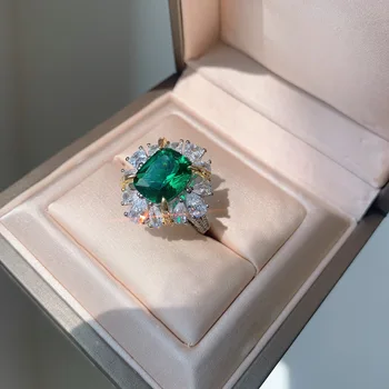 Горещи продажба бижута с диамант инкрустирани дамски класически моден пръстен основен камък 10mm * 12mm LVR52