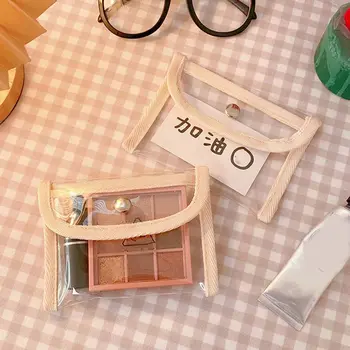 Сладък за момичета Многофункционална прозрачна козметична чанта Мини корейска чанта за пари портфейли Дамски държач за карти с монети