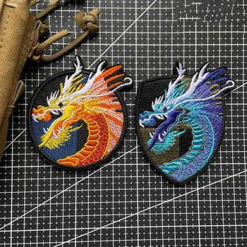 Dragon Hook и Loop лепенки за облекло Китайски елемент лента за ръка стикер Тактически значка за морал на раница шапка бродерия кръпка