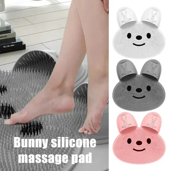 Заек силиконов масаж мат баня нехлъзгащ крак мат крак масаж мат обратно триене инструмент ексфолиращ душ етаж мат