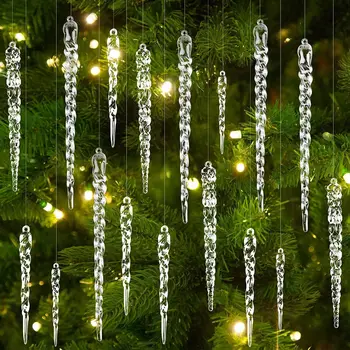 12pcs 13cm коледна украса симулация лед Коледа дърво висящи изкуствени ясни фалшиви ледени висулки зимно парти Начало декор Navidad