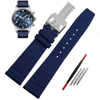 PCAVO найлонови ленти за часовници за IWC IW377724 IW371614 Каишка за часовник 20mm 21mm 22mm гривна черна Armygreen Blue Canvas Wrist Belt