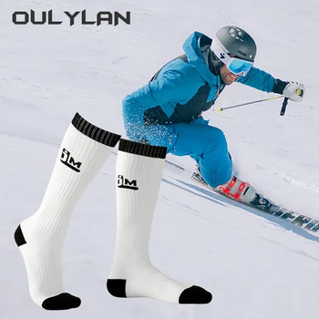 Нови вълнени ски чорапи зимни мъже жени термични ски чорапи по-дебели памучни спортни сноуборд ски чорапи високи еластични термочорапи