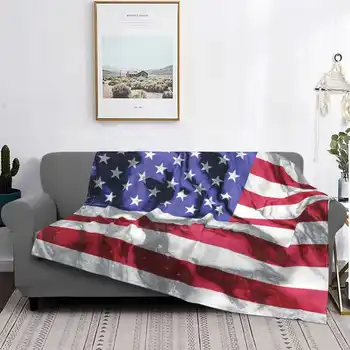 Мраморен флаг Съединени американски щати Четири сезона Удобно топло меко хвърляне Одеяло Флаг Знамена Държава Държави Камък