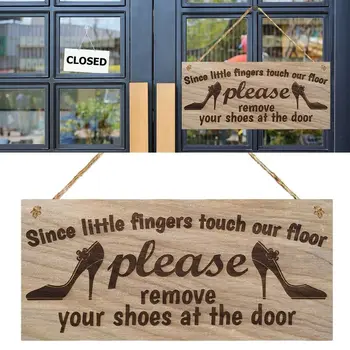 Дървена врата Знак Нов дизайн Напомнящи знаци Моля, премахнете обувките си Врата Plate Door Hanger Fitting Room
