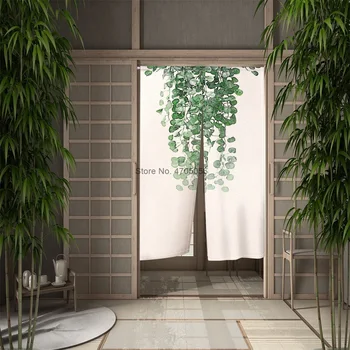 W65xL90cm Естествено зелено растение цвете модел полиестер затъмнение врата завеса за кухня спалня термична врата прозорец завеса