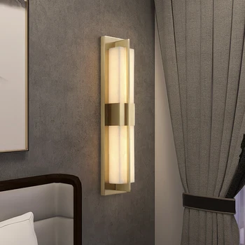 TEMAR месингова стенна светлина LED модерна луксозна мраморна свещи осветително тяло вътрешен декор за домашна спалня хол коридор