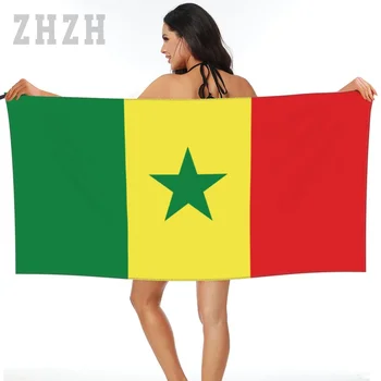 Повече Дизайн Сенегал Емблема на знамето Кърпа за баня Бързо сух микрофибър Абсорбиращ мека вода Дишаща плажна плувна баня