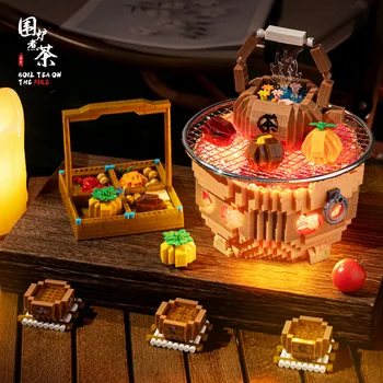 2533pcs+ Сварете чай на огъня Микро градивни блокове китайски декор модел сглобени мини тухли фигура играчка за приятел подаръци P2236