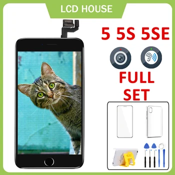 LCD за iPhone 5 5S 5C SE 2016 дисплей сензорен дигитайзер пълен комплект монтаж подмяна пълна Pantalla + предна камера + Home бутон