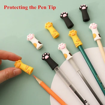 3 парчета/комплект карикатура молив капачка творчески капачка котка нокът писец защита молив удължител