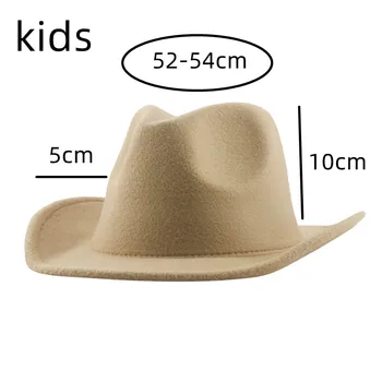 Каубойска шапка Шапки за жени Детски шапки Fedora Jazz Caps Wide Brim Jazz Caps Boys Girls 52cm 54cm Panama Western Cowboy Hat Gorras