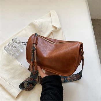  жените мода прашка чанта с графичен модел широка каишка стилен crossbody чантата PU кожа голям капацитет дневна чанта за жени