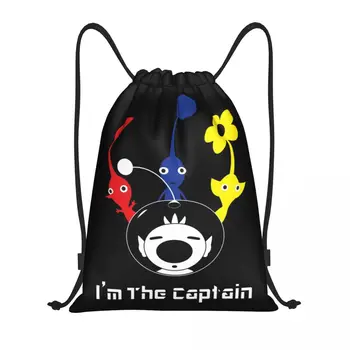 Pikmins видео игри шнур чанта мъже жени сгъваема фитнес спортна опаковка Аз съм капитанът Раници за пазаруване