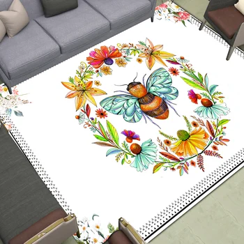 Бохемска растителна подова постелка Раджа йога килими голям дом хол спалня килим декор печат индийски цветя