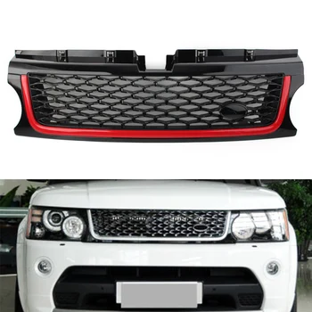 Car ABS предна броня мрежеста решетка горна решетка с емблема за Range Rover Sport 2010 2011 2012 2013 с лого черно + червено