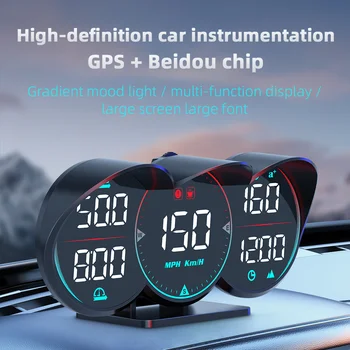 Universal G17 Car HUD GPS Head Up дисплей LCD скоростомер Наклон метър кола вода масло температура аларма превишена скорост Diagnotstic скорост метър