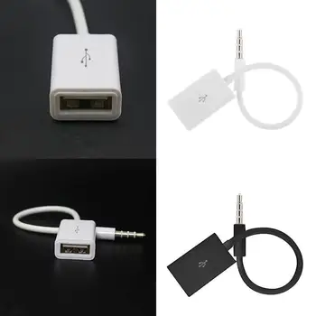 3.5mm автомобилен кабел мъжки автомобил AUX аудио щепсел жак към USB 2.0 женски конвертор адаптер черен бял цвят може да избере