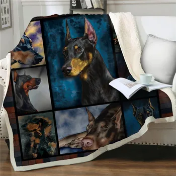 Спално бельоOutlet животно с Dreamcatcher Шерпа хвърлят дебели одеяла 3D черно куче Покривка за легло Плюшено одеяло диван легла юрган покритие